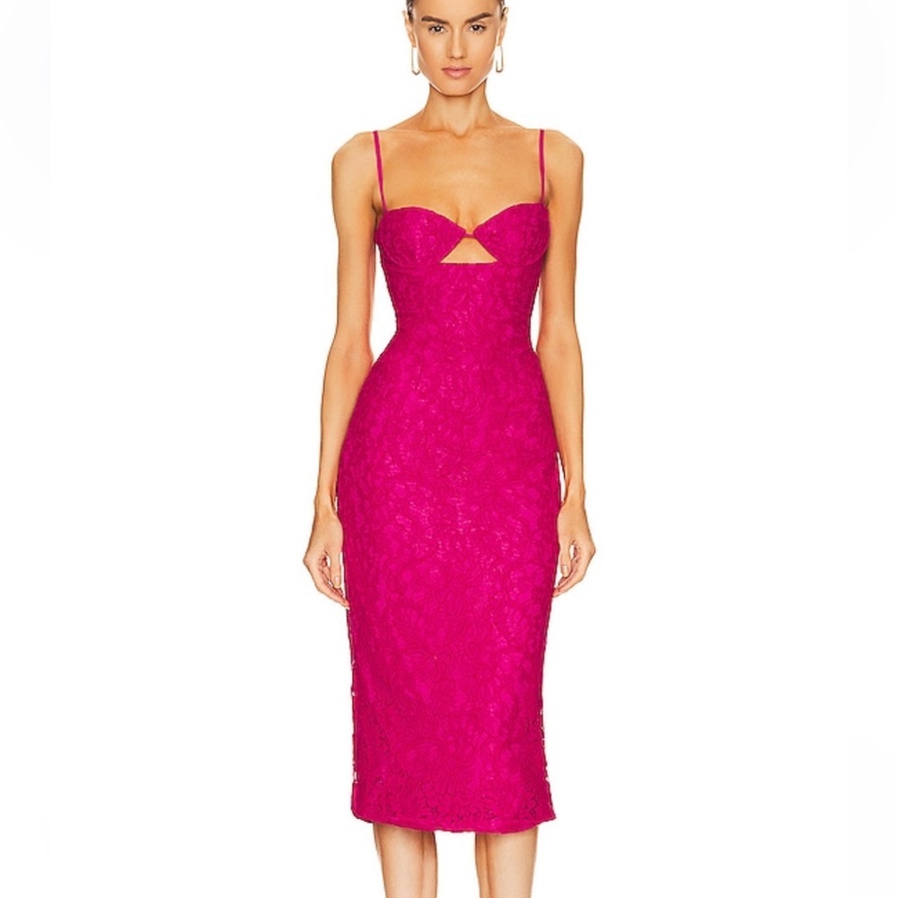 Revolve Ivanna Lace Midi Dress in Fuchsia by
Bardot Sz US 10